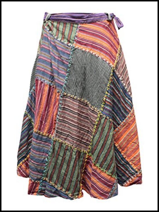 Other - 100% Cotton Boho Patchwork Wrap Skirt Festival Hippie